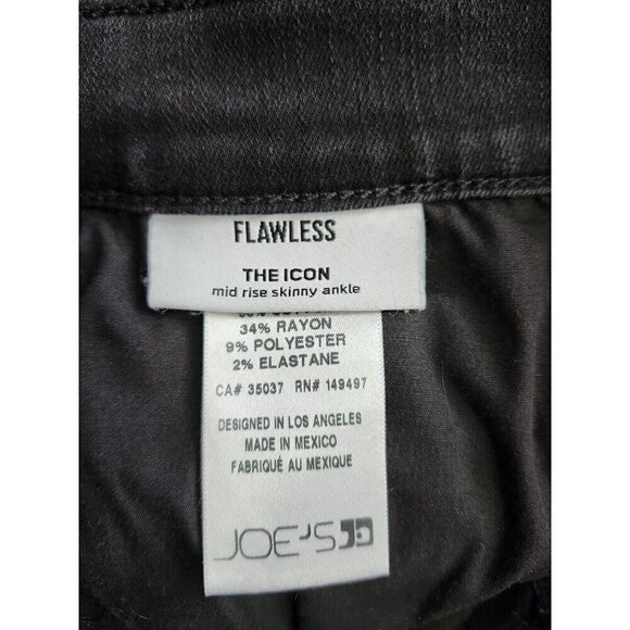 JOE'S SZ 30 FLAWLESS THE ICON MID RISE SKINNY ANKLE DENIM JEANS BLACK STRETCHY - Picture 4 of 9